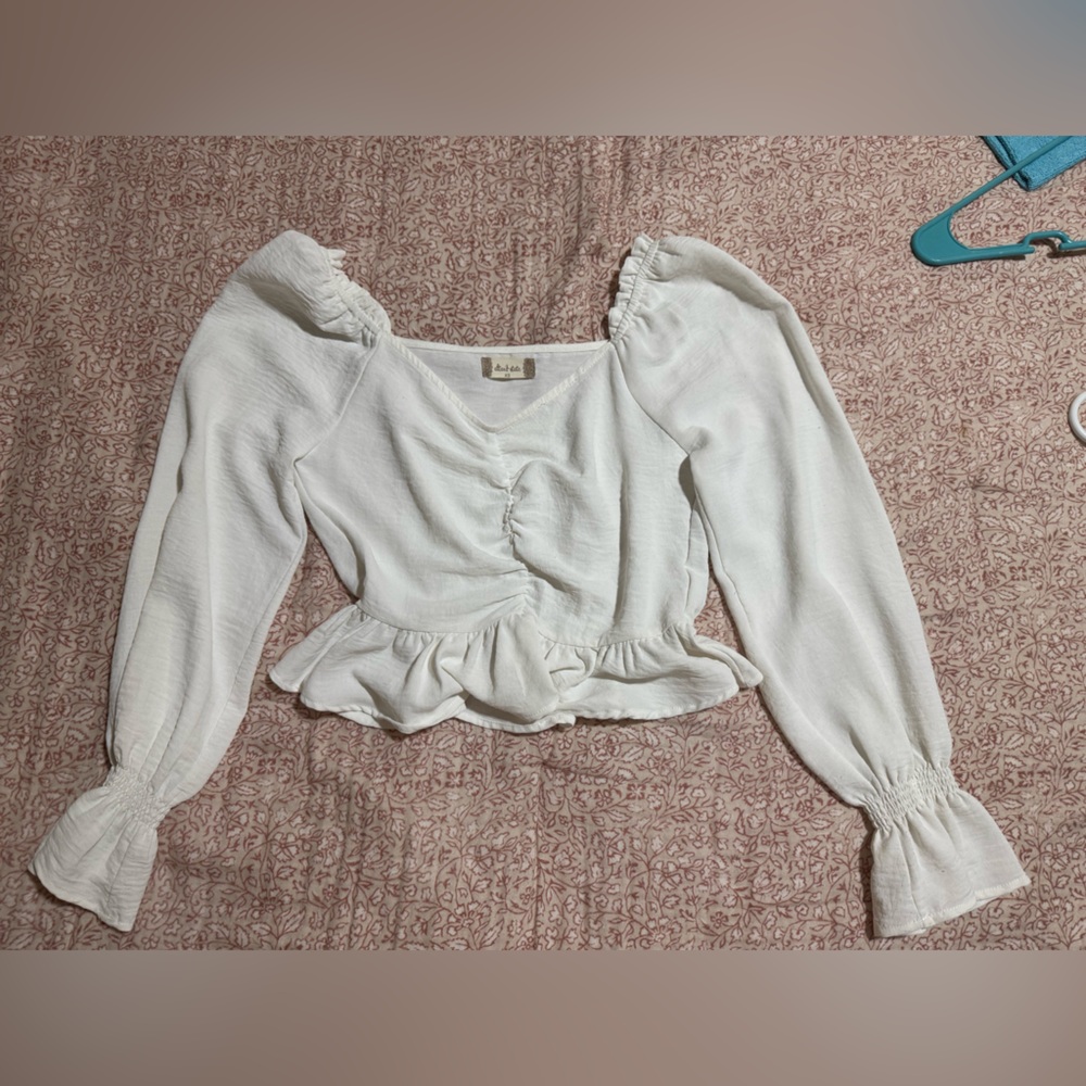 Altar'd State White V-Neck Blouse
